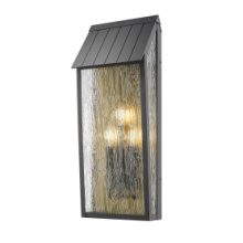 Artcraft AC8059BK - Point 2 Light 13.5" Outdoor Wall Sconce, Black and Brass