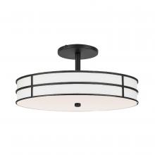 Dainolite FVA-162SF-MB - 2 Light Semi-Flush in Matte Black w/ White Fabric Shade