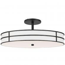 Dainolite FVA-203SF-MB - 3 Light Semi-Flush in Matte Black w/ White Fabric Shade