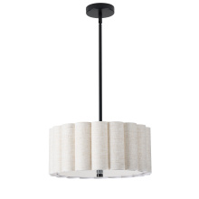 Dainolite PCA-163P-MB-FX - 3 Light Matte Black Pendant w/ Flax Shade
