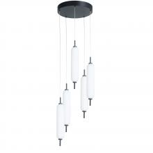 Dainolite TYA-1250LEDP-MB - 45W Matte Black Multi Light Pendant w/ White Opal Glass